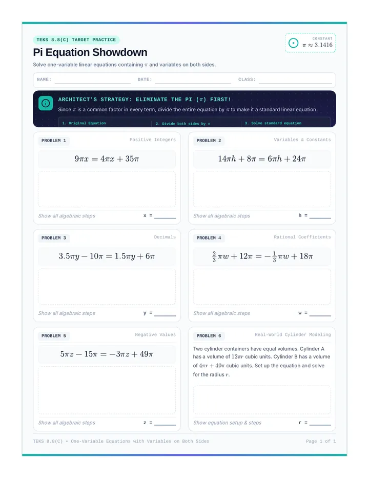 Pi Power Worksheet