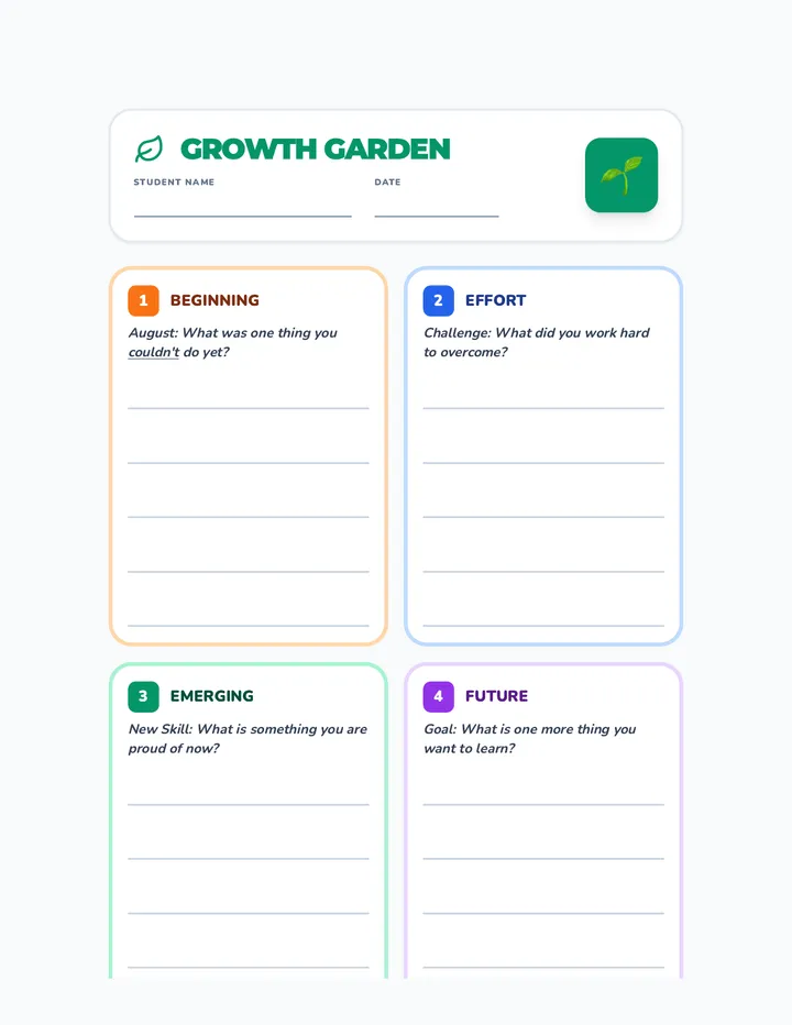 Growth Garden Worksheet