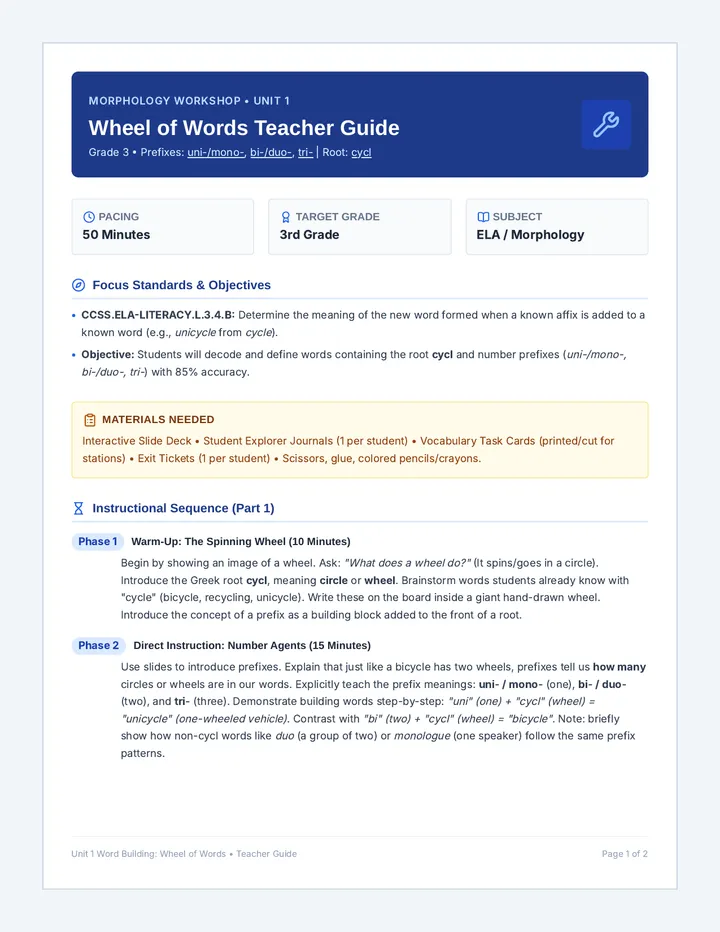 Wheel of Words Teacher Guide