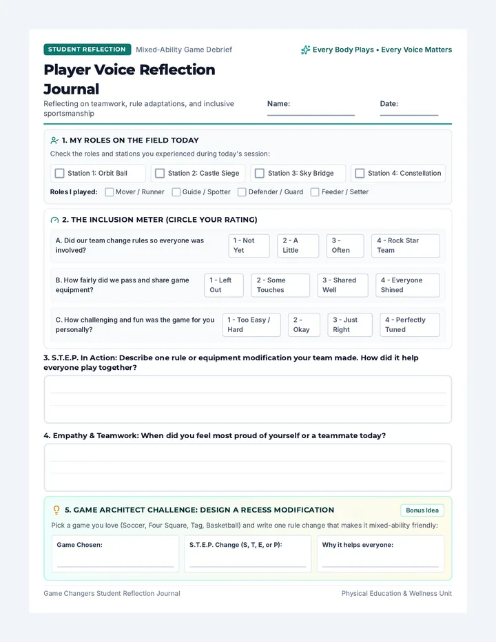 Player Voice Reflection Journal