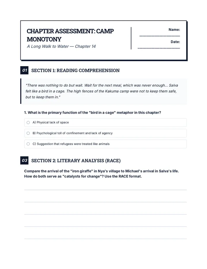 Camp Monotony Rigorous Worksheet
