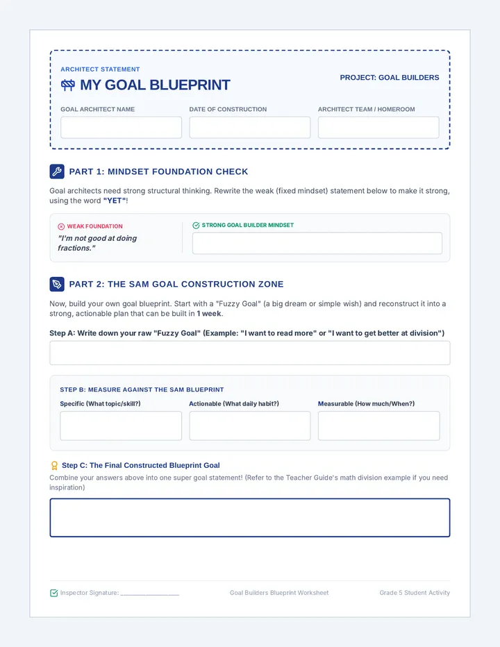 Goal Builders Blueprint Worksheet