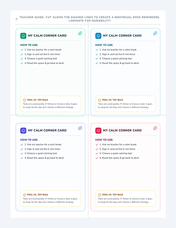 Calm Desk Reminder Cards