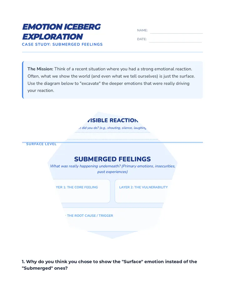 Emotion Iceberg Exploration Worksheet
