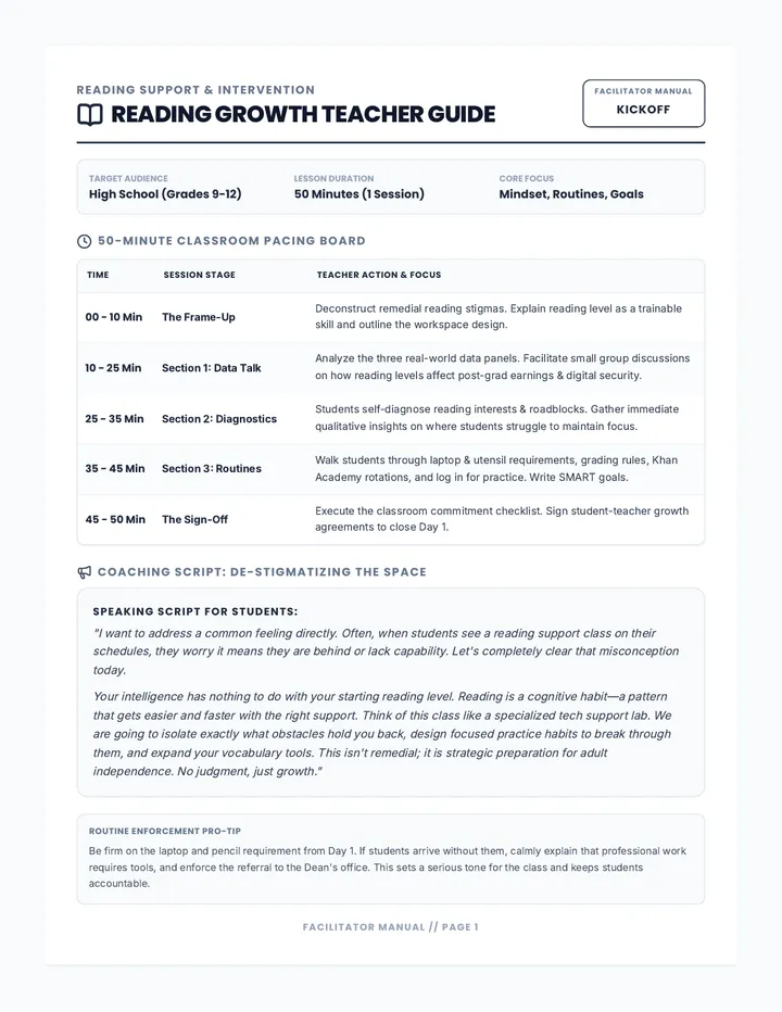 Reading Growth Teacher Guide