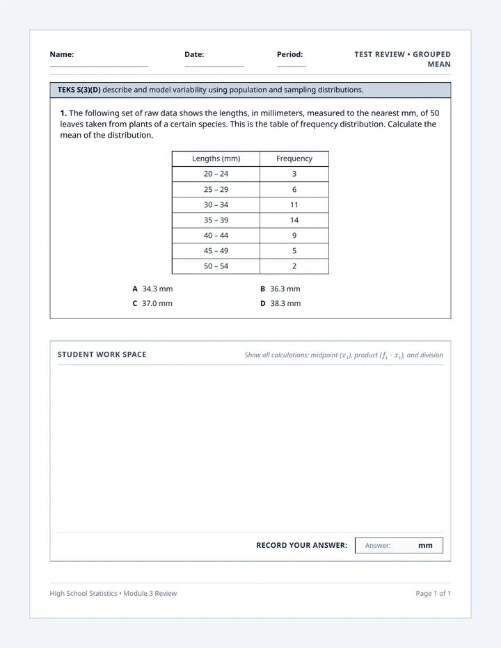 Leaf Lengths Mean Review