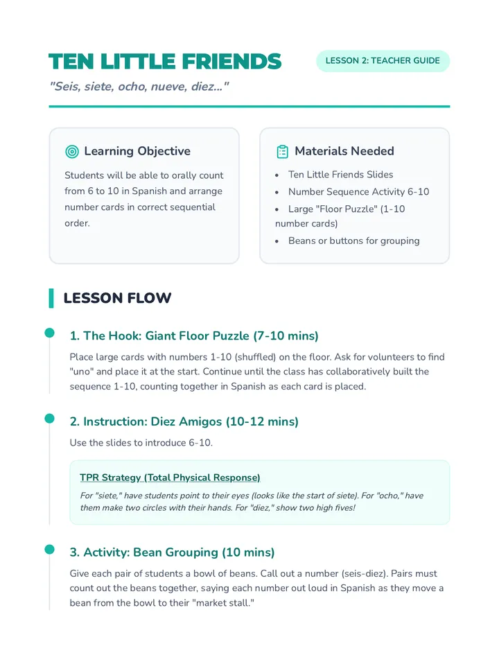 Ten Little Friends Teacher Guide