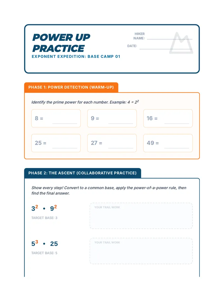 Power Up Practice Worksheet