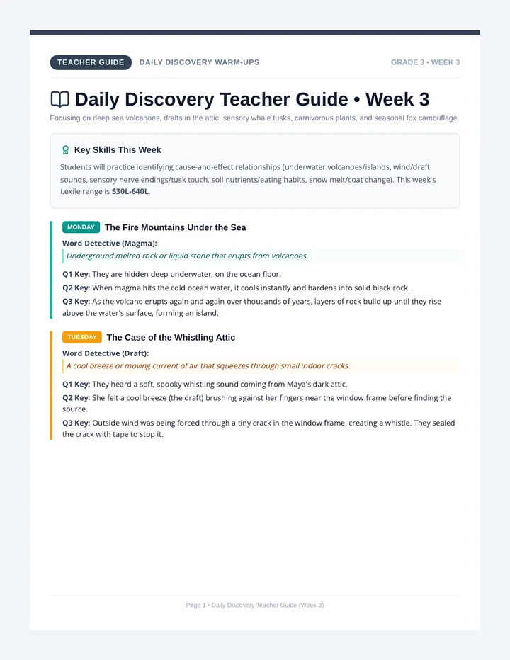 Daily Discovery Week 3 Teacher Guide