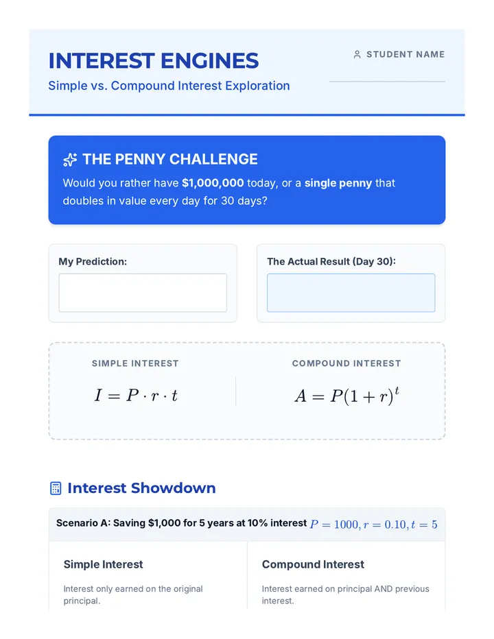 Interest Engines Worksheet