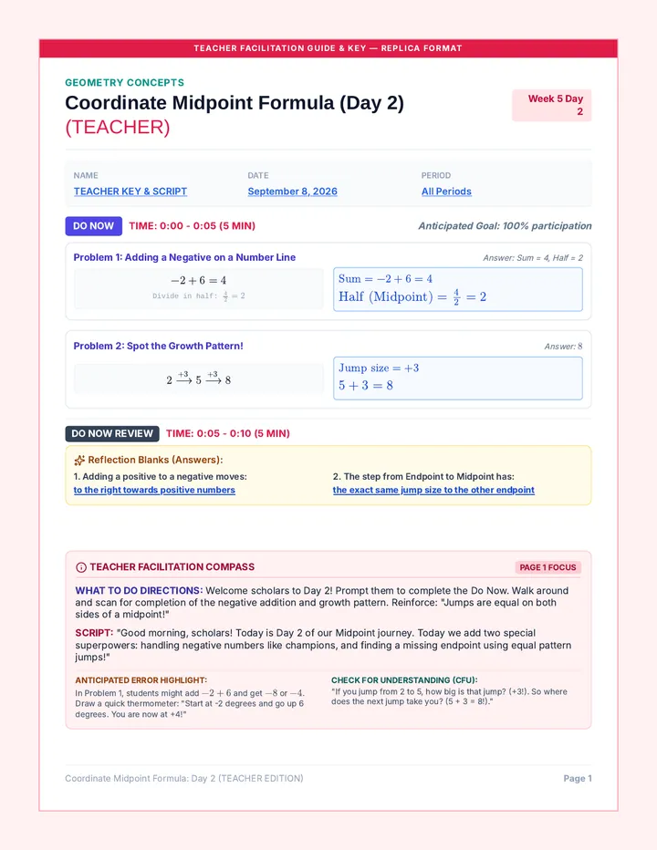 Coord Midpoints Day 2 Teacher Packet