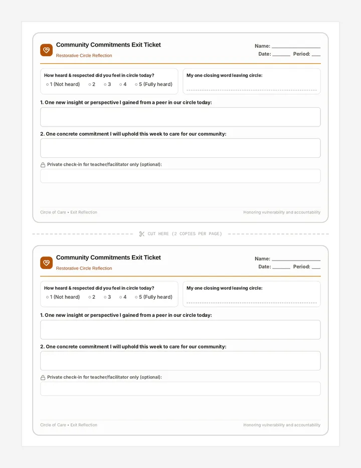 Community Commitments Exit Ticket