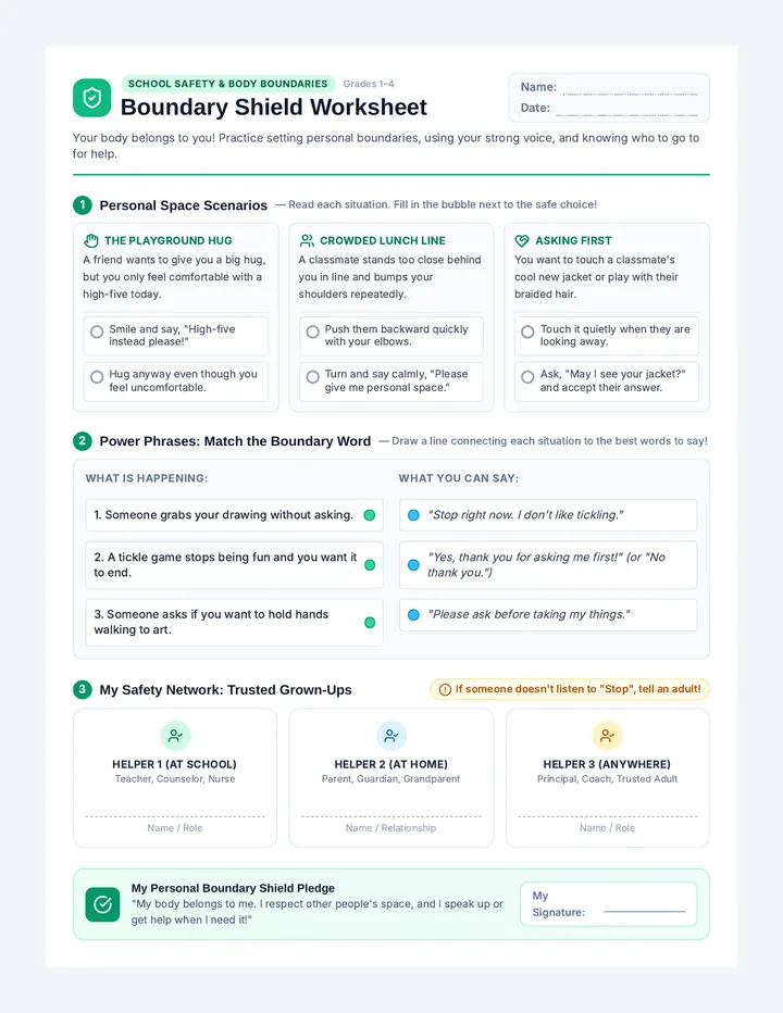 Boundary Shield Worksheet