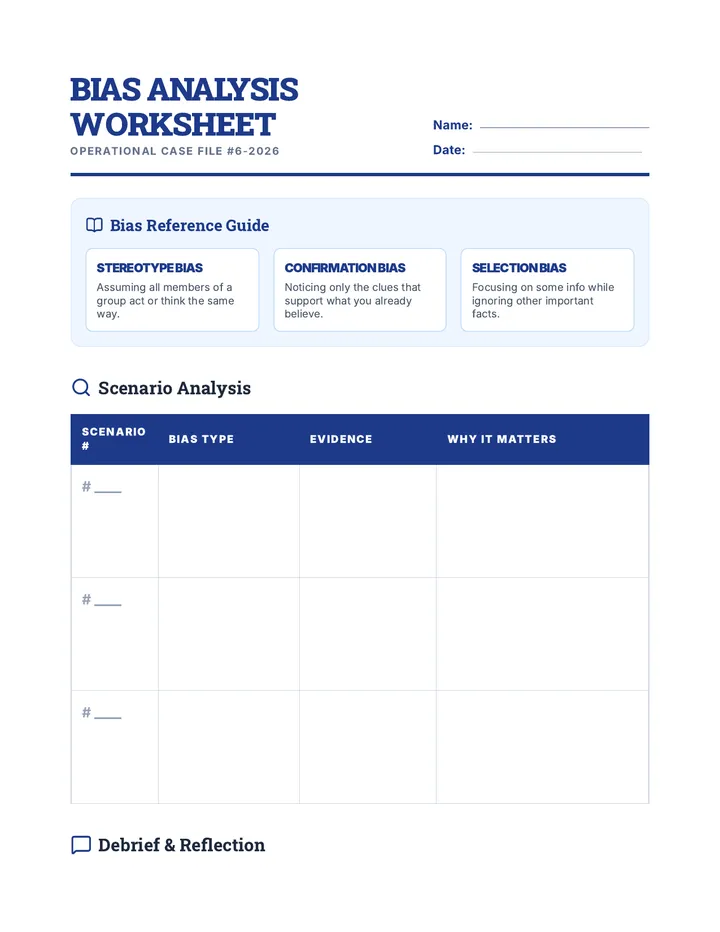 Bias Analysis Worksheet