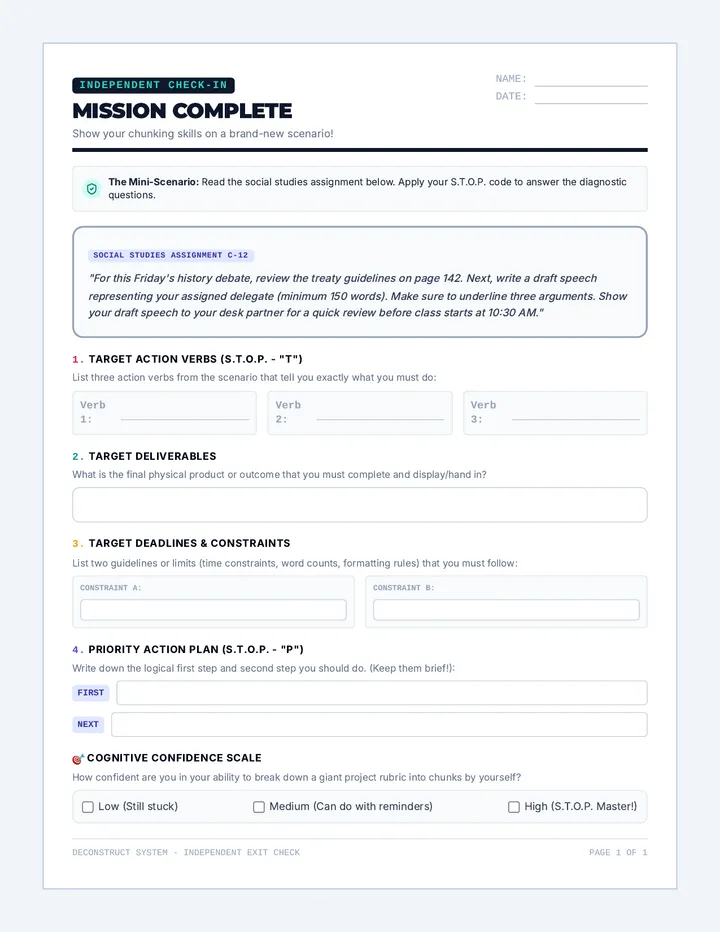 Mission Complete Exit Ticket