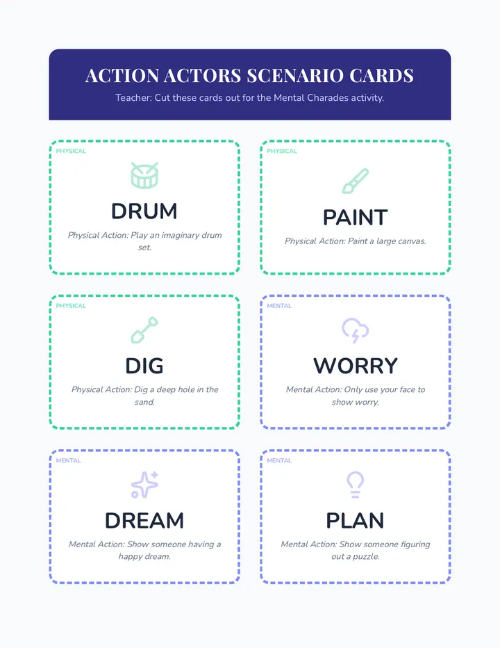 Action Actors Scenario Cards