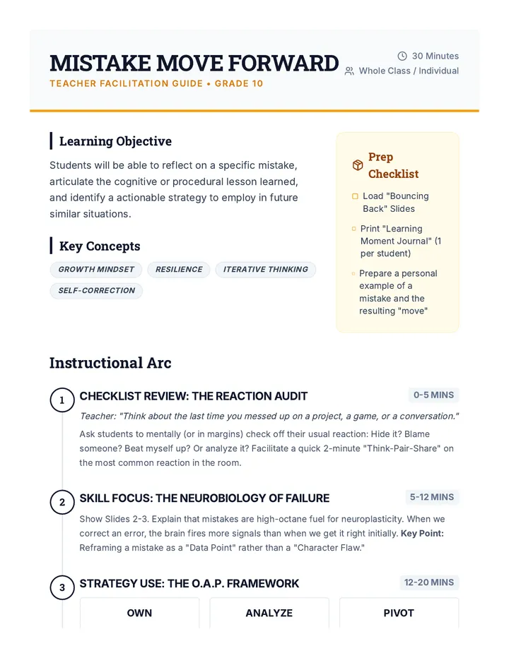Mistake Move Teacher Guide