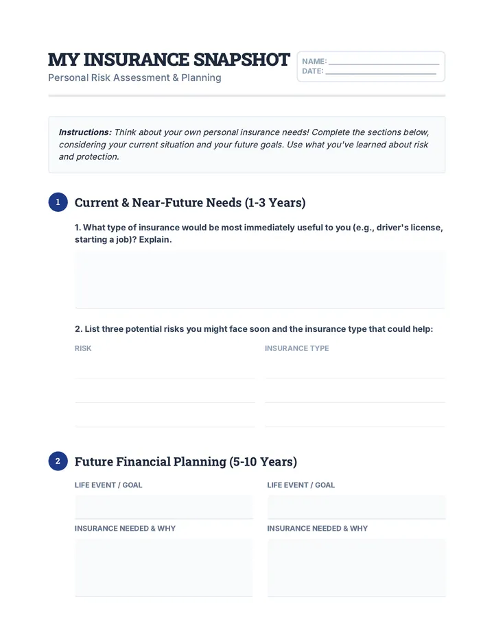 My Insurance Snapshot Activity