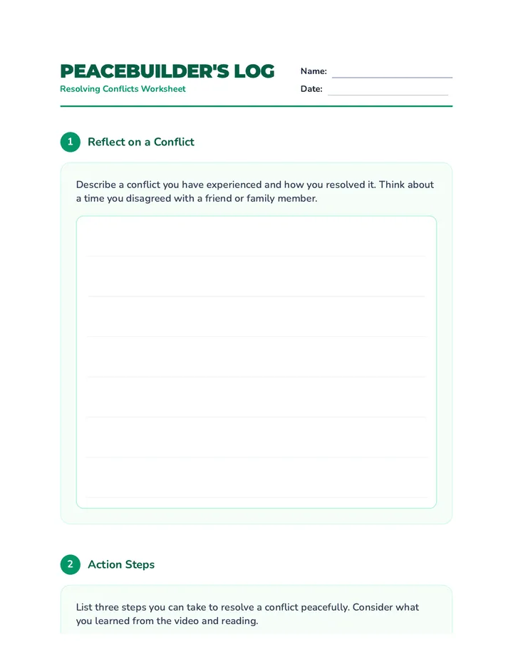 Conflict Resolution Worksheet