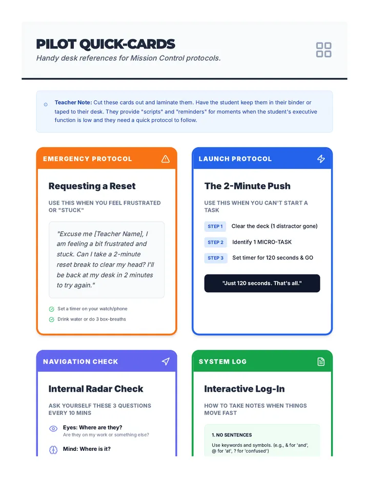 Pilot Protocol Cards