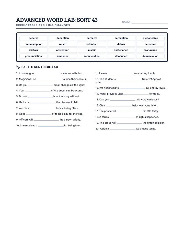 Spelling Shifts Worksheet