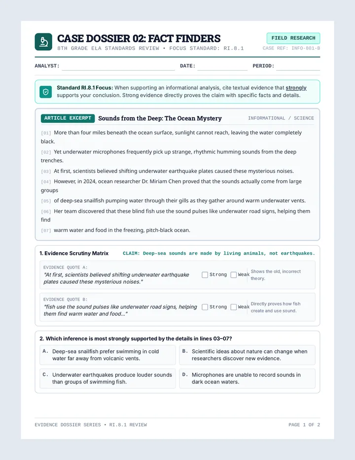 Fact Finders Worksheet