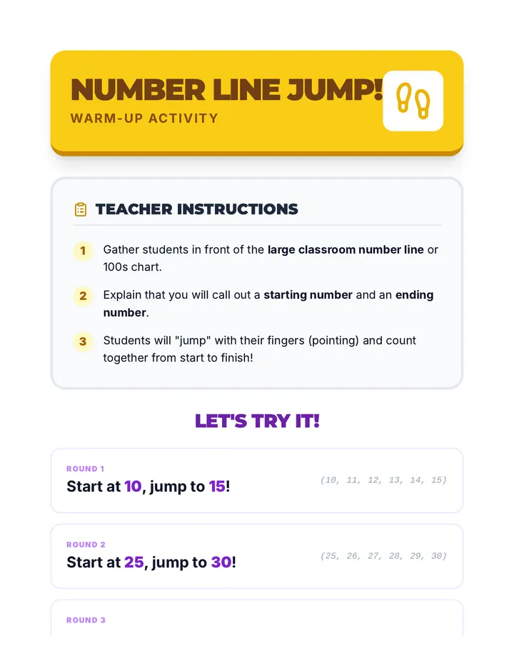 Number Line Jump Warm Up