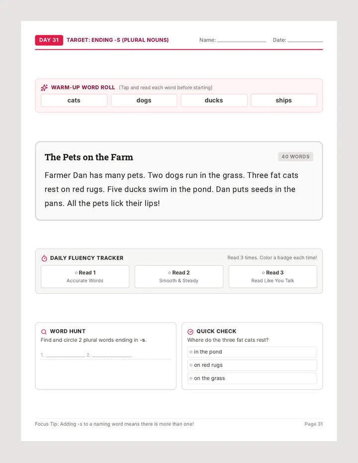 Word Endings Practice Pages