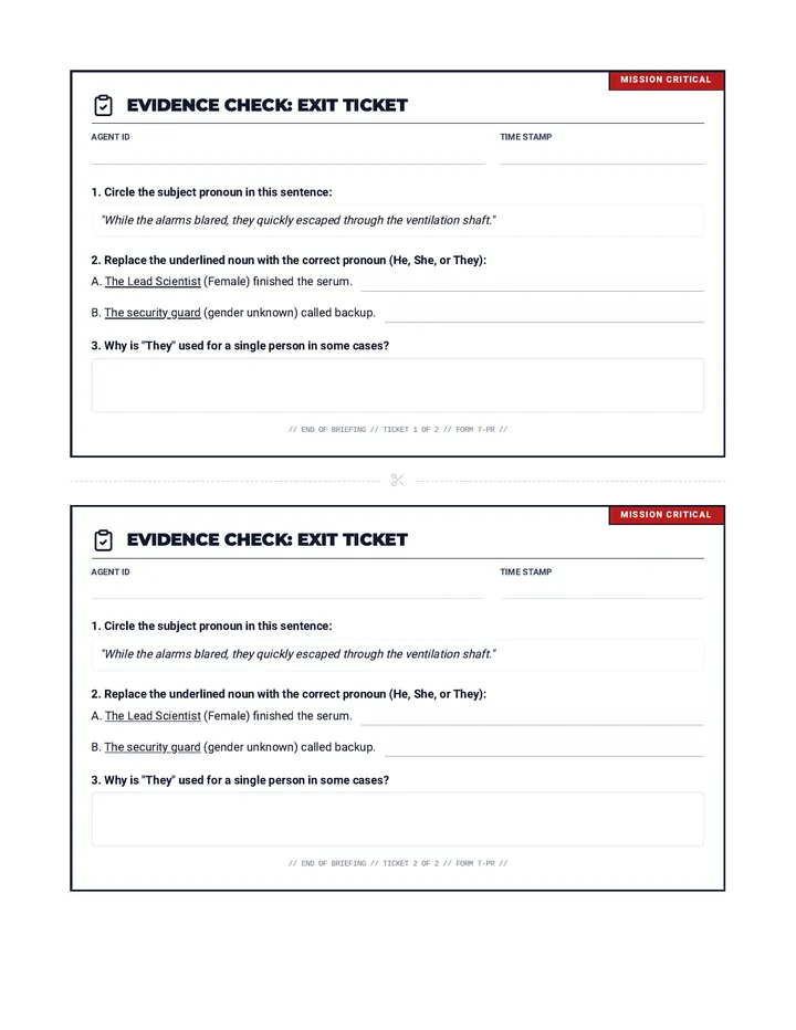 Evidence Check Exit Ticket