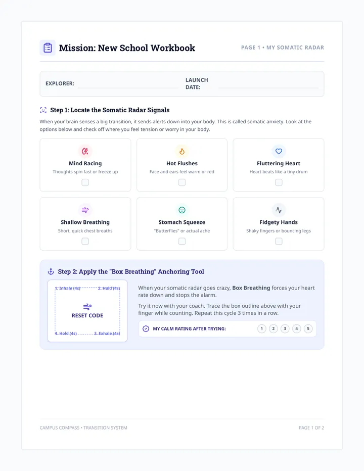 Mission New School Worksheets