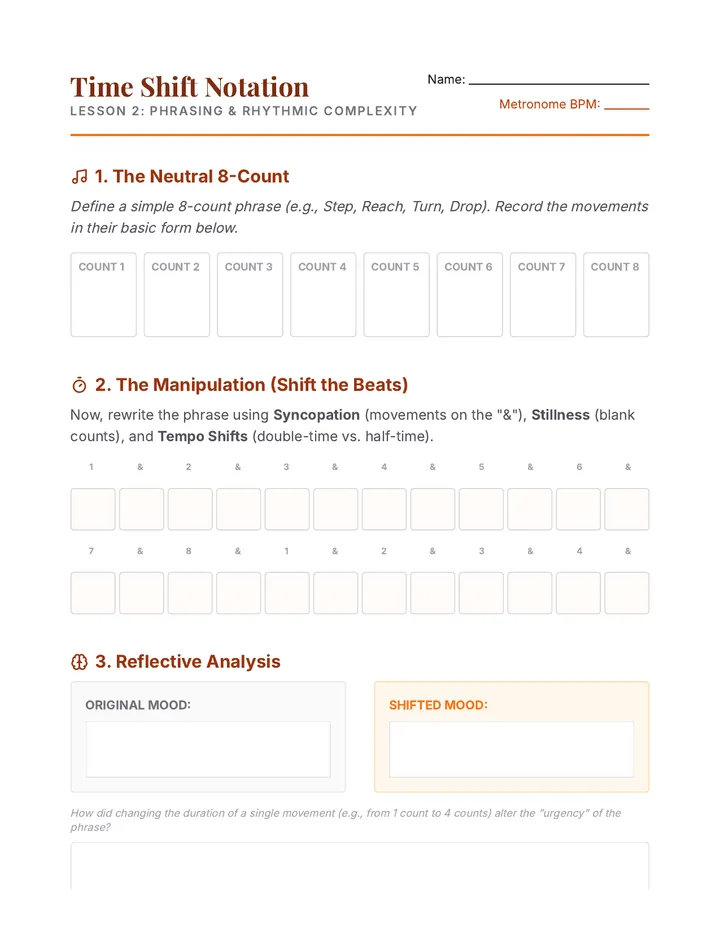 Time Shift Worksheet