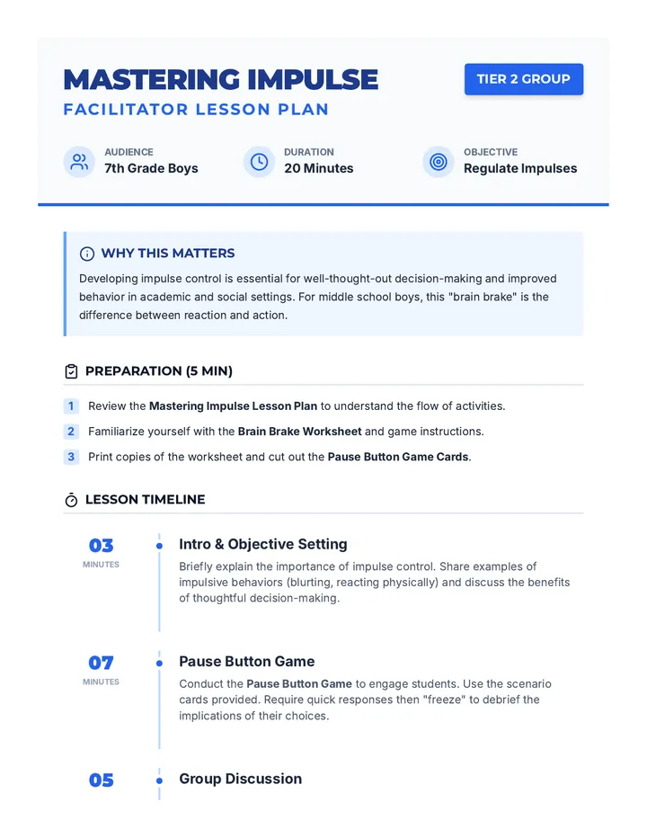 Mastering Impulse Lesson Plan
