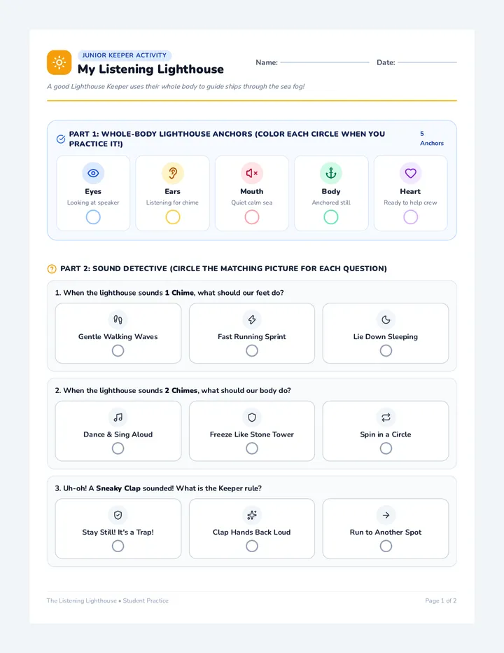 Listening Lighthouse Practice Worksheet