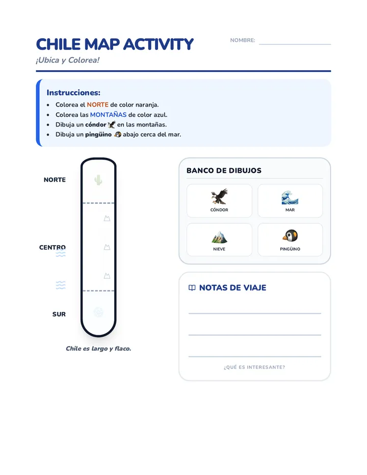 Chile Map Activity