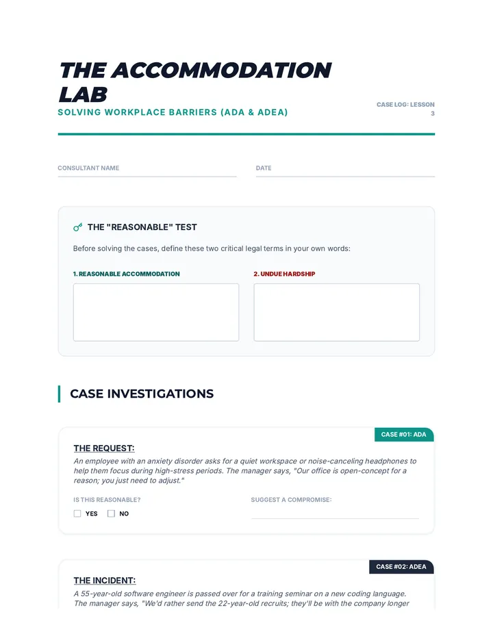 Accommodating All Worksheet