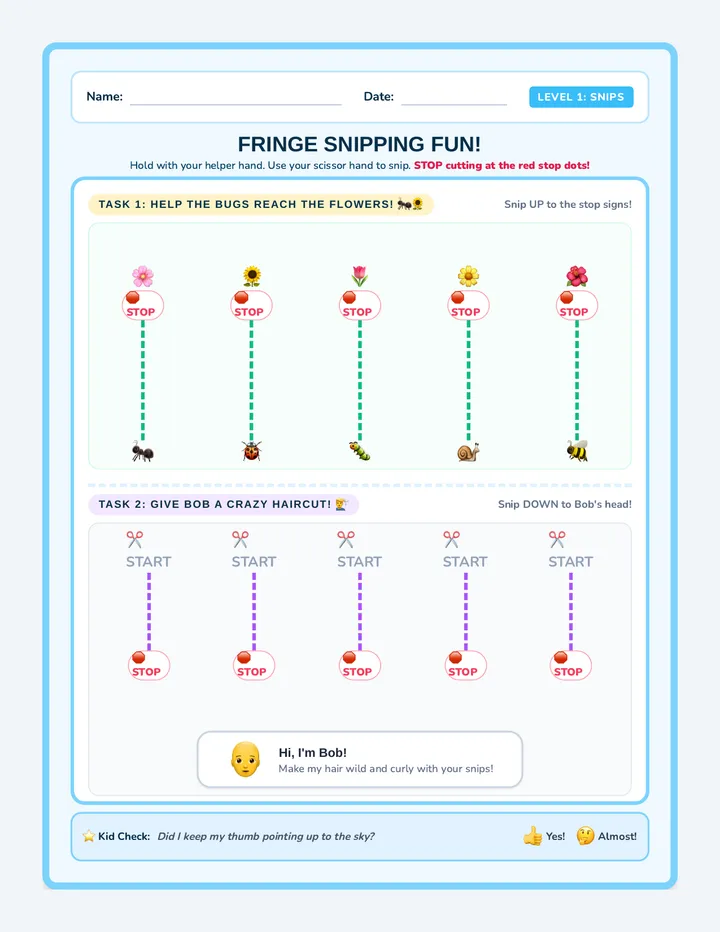 Fringe Snipping Worksheet