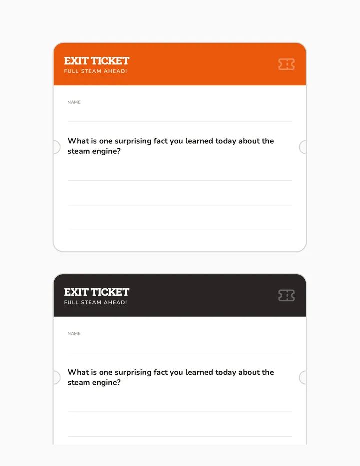 Steam Engine Exit Ticket