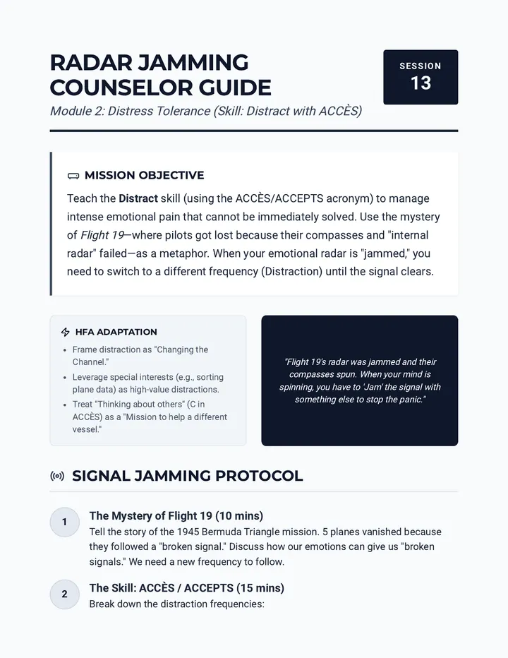 Radar Jamming Distract and ACCES Counselor Guide