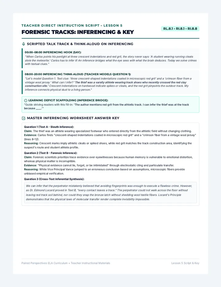Forensic Tracks Teacher Script