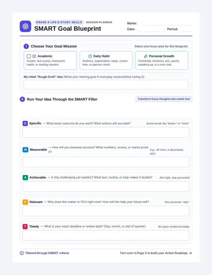 Goal Blueprint Worksheet