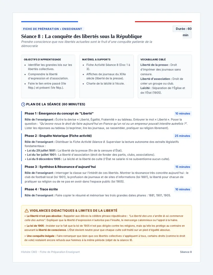 Guide Séance Libertes Teacher Guide