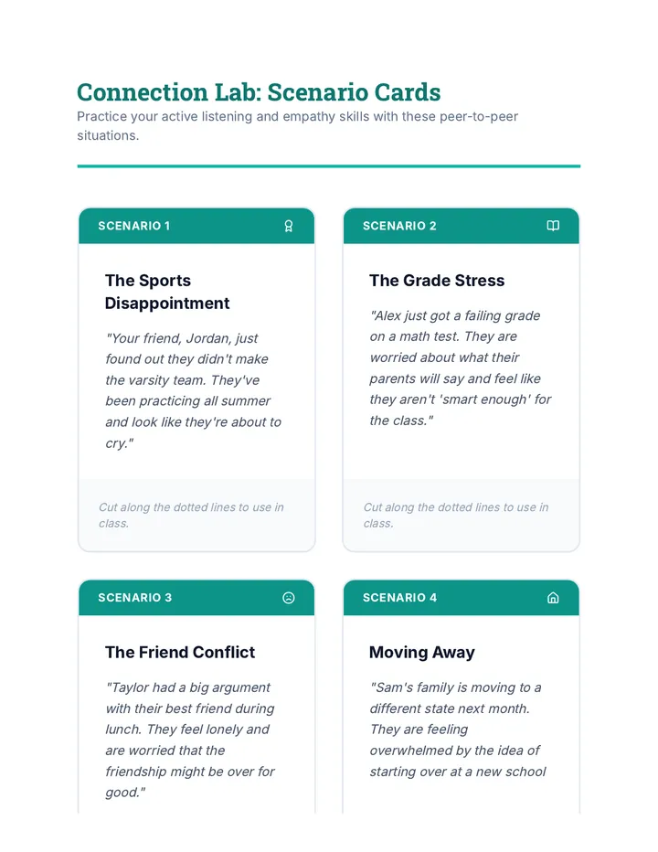 Connection Lab Scenario Cards