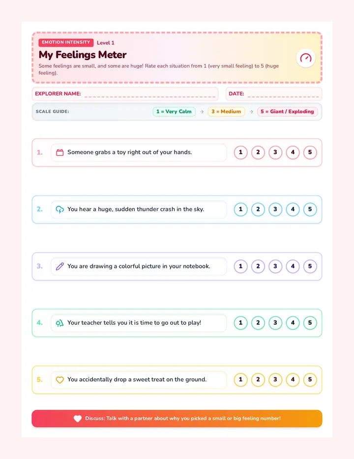My Feelings Meter Worksheet