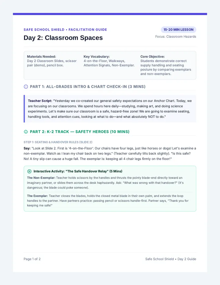 Classroom Safety Script