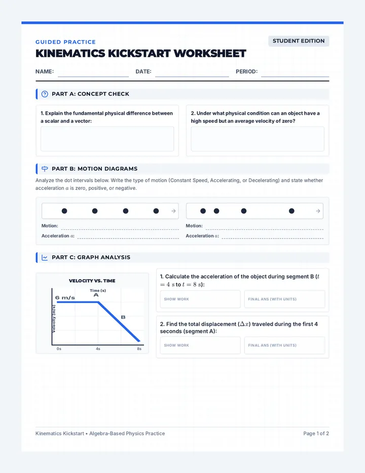 Kinematics Student Worksheet