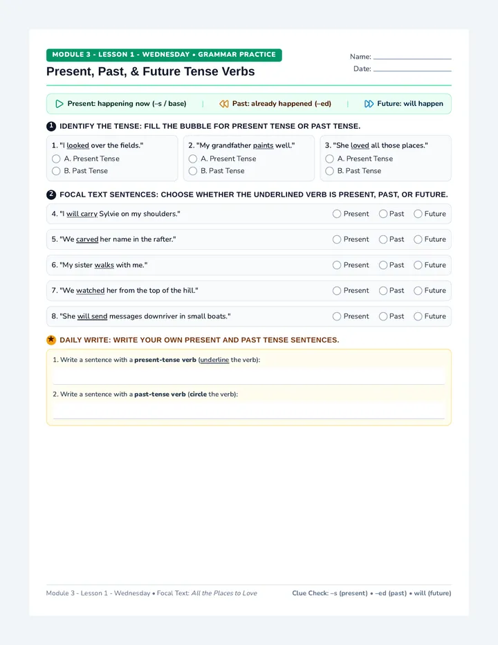 Special Places Worksheet