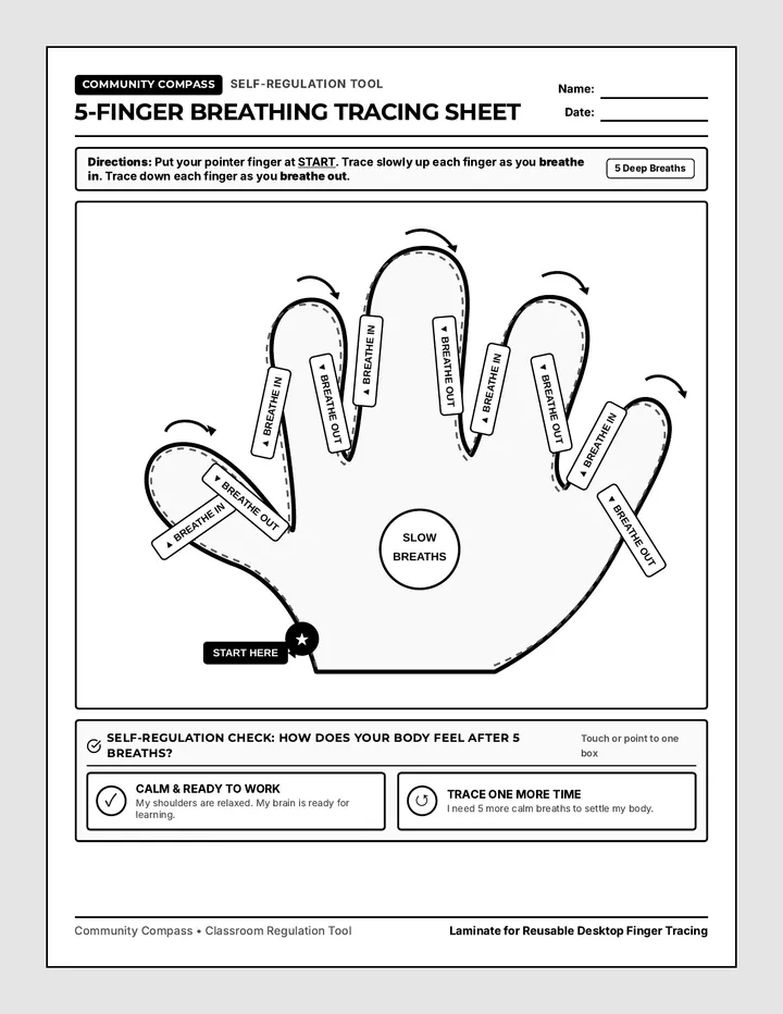 Calm Breathing Tracing Sheet
