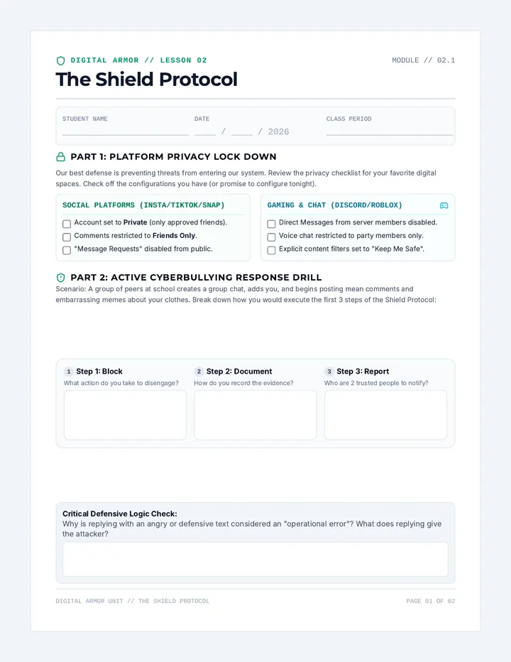Shield Protocol Worksheet