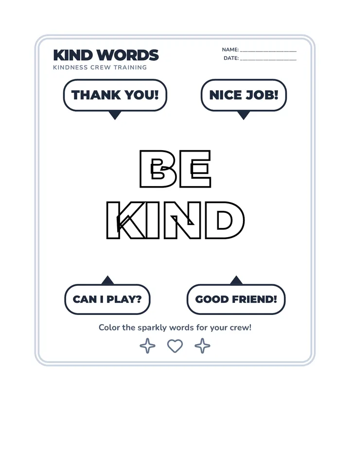 Kind Words Coloring Sheet