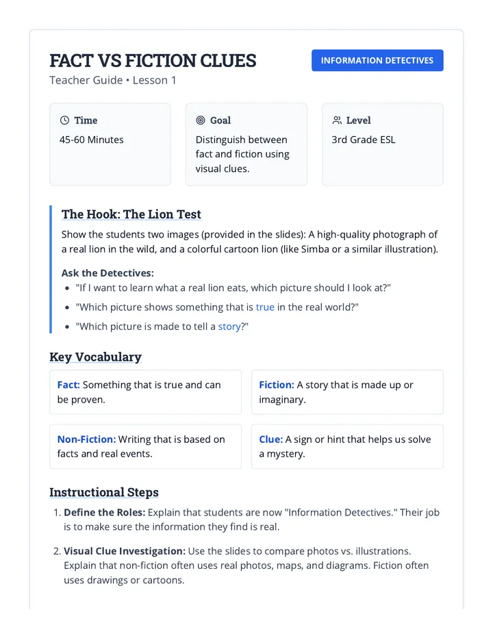Fact Fiction Teacher Guide